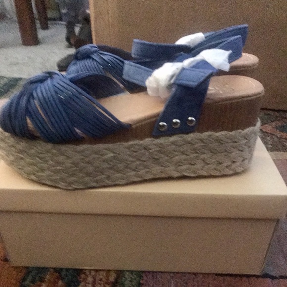 Yoki Shoes - YOKI Knotted Blue Lace Platform Sandals Size 7.5